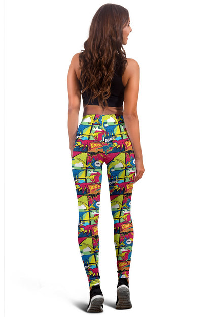 Dinosaur Comic Pop Art Style Women Leggings