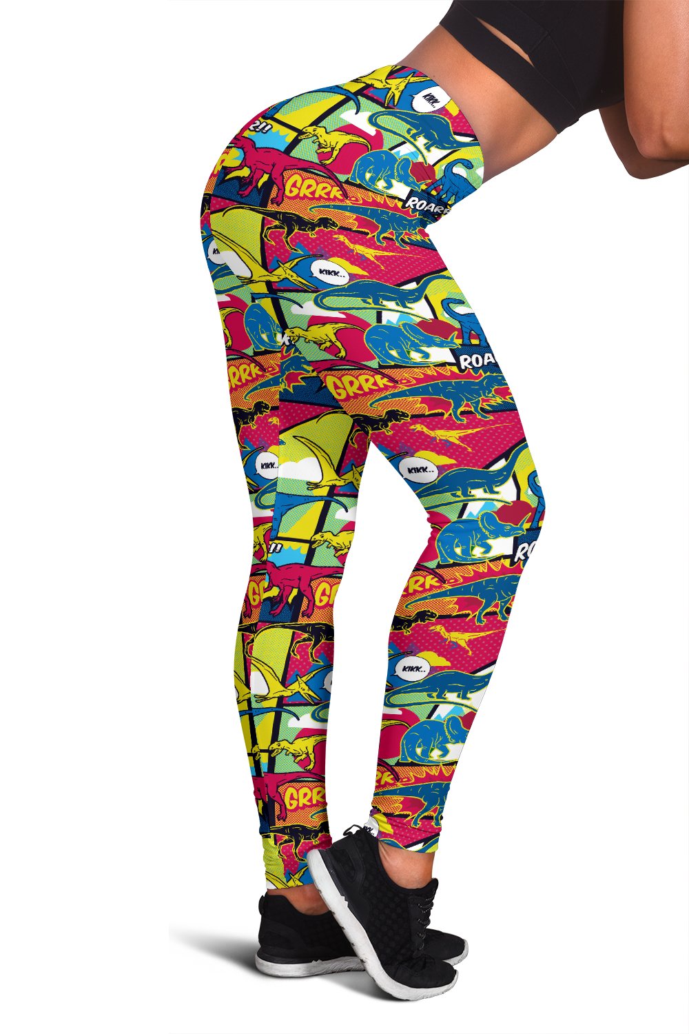 Dinosaur Comic Pop Art Style Women Leggings