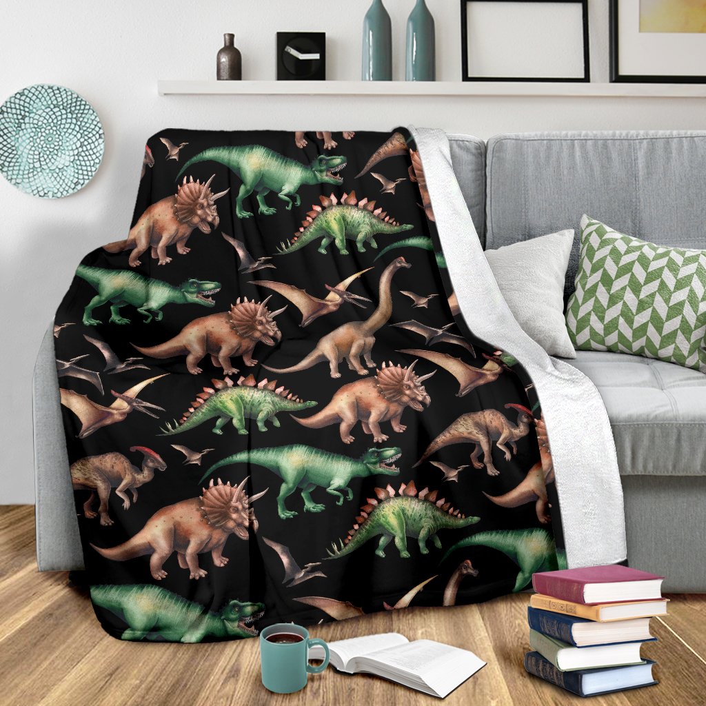Dinosaur Print Pattern Fleece Blanket
