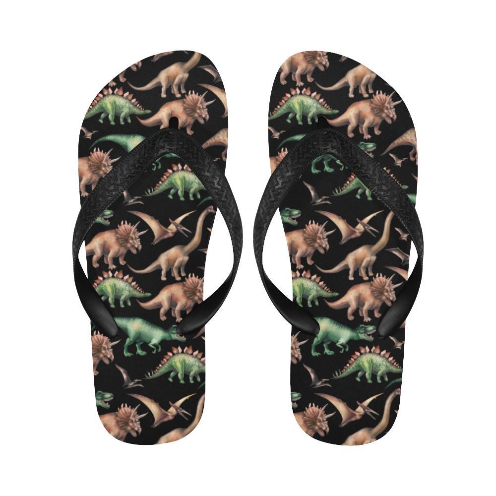 Dinosaur Print Pattern Flip Flops-JTAMIGO.COM