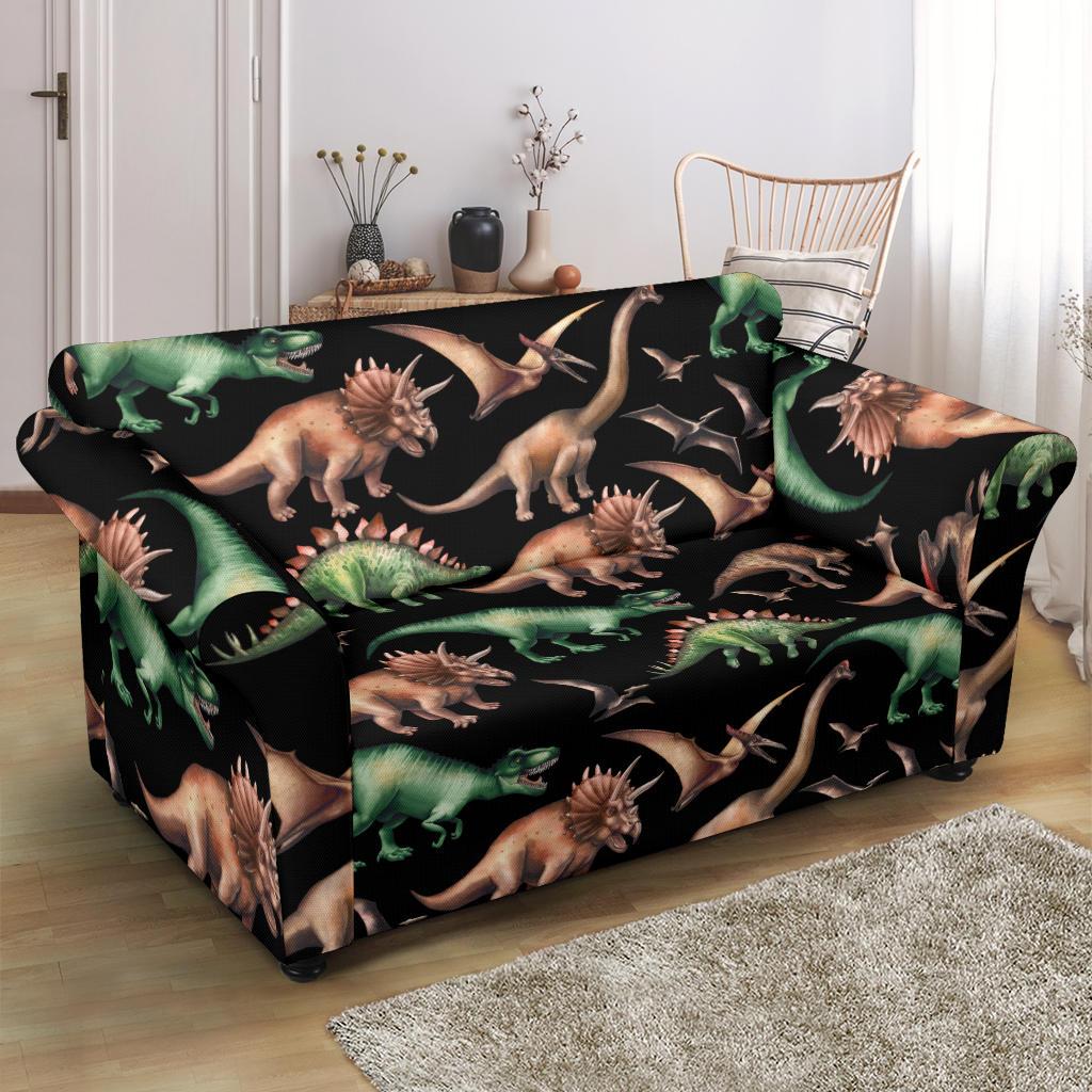 Dinosaur Print Pattern Loveseat Slipcover-JTAMIGO.COM