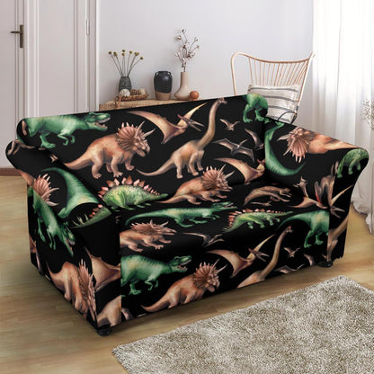 Dinosaur Print Pattern Loveseat Slipcover-JTAMIGO.COM