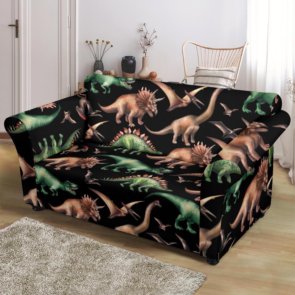 Dinosaur Print Pattern Loveseat Slipcover-JTAMIGO.COM