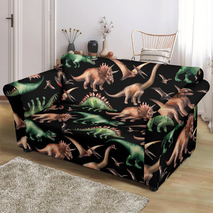 Dinosaur Print Pattern Loveseat Slipcover-JTAMIGO.COM