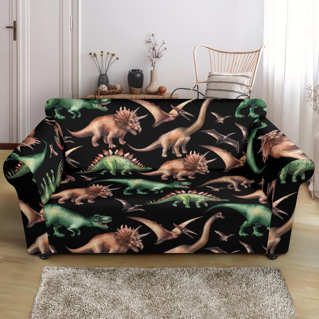 Dinosaur Print Pattern Loveseat Slipcover-JTAMIGO.COM