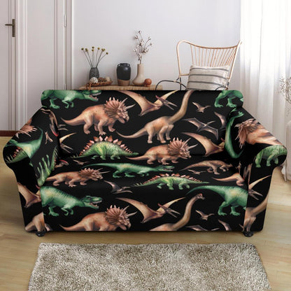 Dinosaur Print Pattern Loveseat Slipcover-JTAMIGO.COM