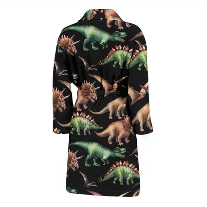 Dinosaur Print Pattern Men Bath Robe-JTAMIGO.COM