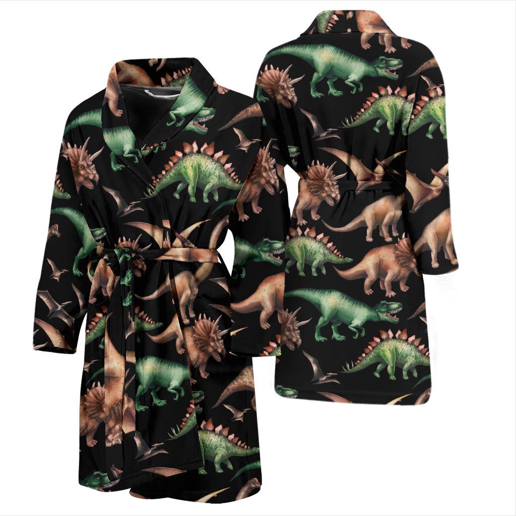 Dinosaur Print Pattern Men Bath Robe-JTAMIGO.COM