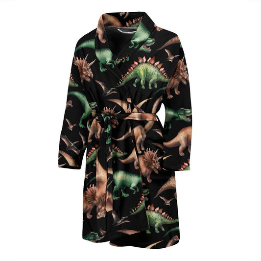 Dinosaur Print Pattern Men Bath Robe-JTAMIGO.COM
