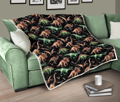 Dinosaur Print Pattern Premium Quilt-JTAMIGO.COM
