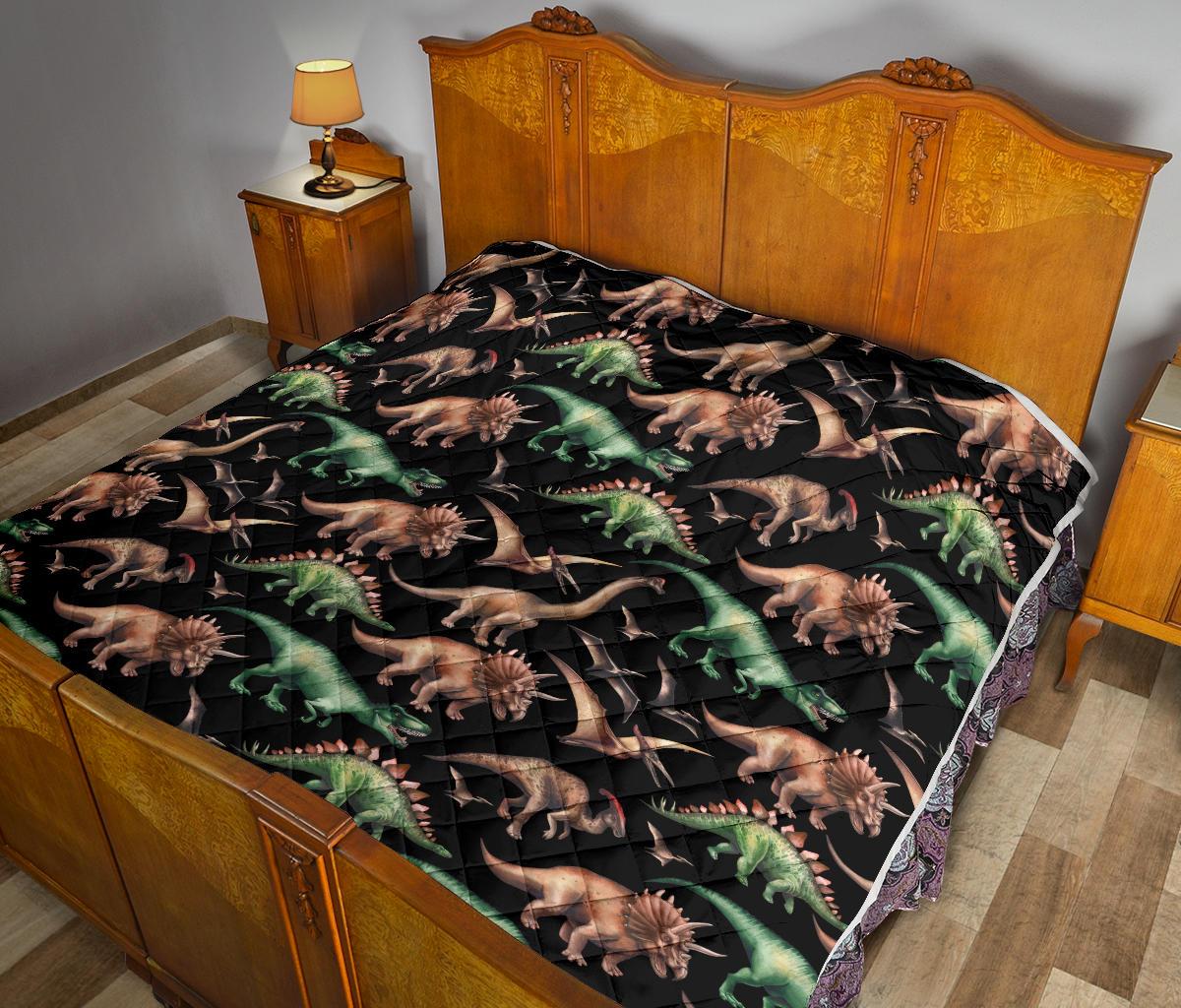 Dinosaur Print Pattern Premium Quilt-JTAMIGO.COM