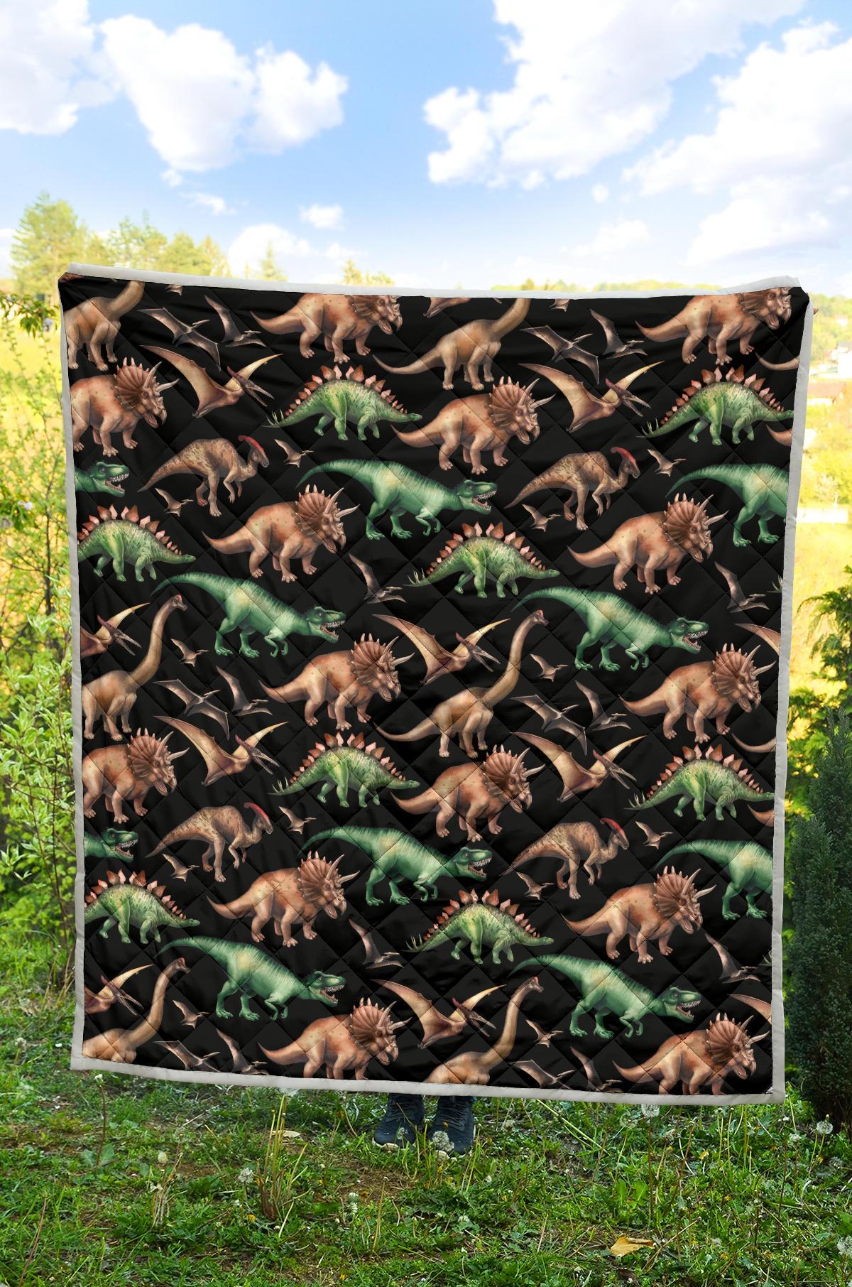 Dinosaur Print Pattern Premium Quilt-JTAMIGO.COM