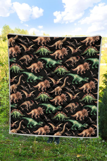 Dinosaur Print Pattern Premium Quilt-JTAMIGO.COM