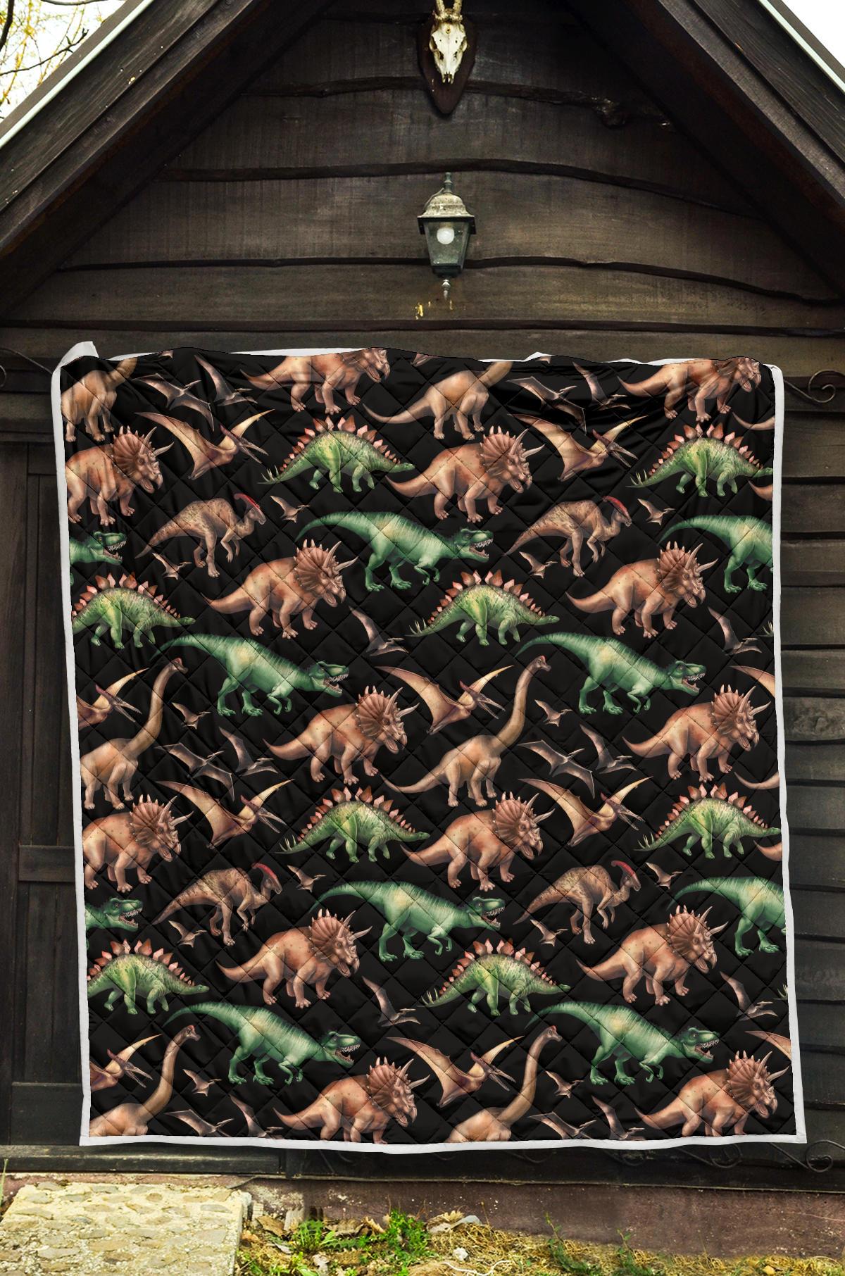 Dinosaur Print Pattern Premium Quilt-JTAMIGO.COM