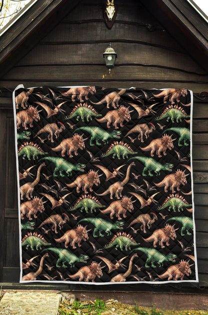 Dinosaur Print Pattern Premium Quilt-JTAMIGO.COM