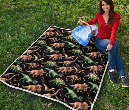Dinosaur Print Pattern Premium Quilt-JTAMIGO.COM