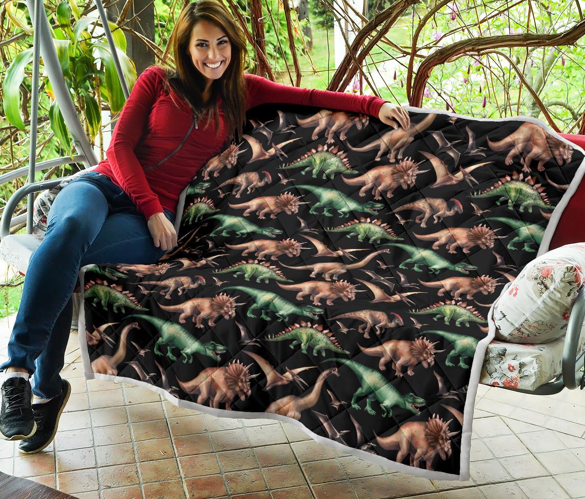 Dinosaur Print Pattern Premium Quilt-JTAMIGO.COM