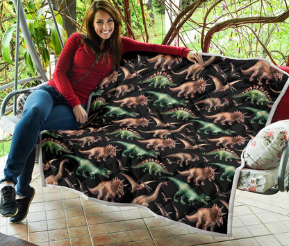 Dinosaur Print Pattern Premium Quilt-JTAMIGO.COM