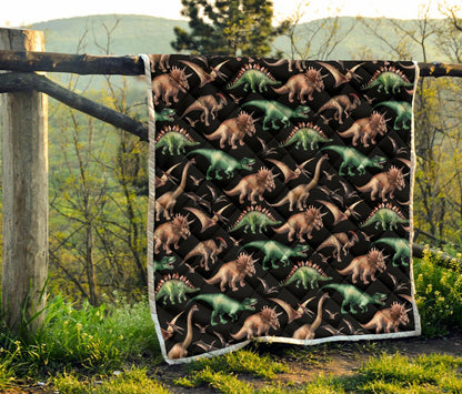 Dinosaur Print Pattern Premium Quilt-JTAMIGO.COM