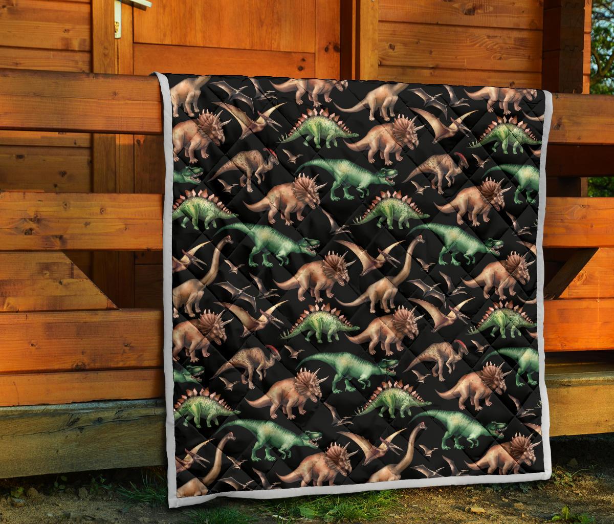 Dinosaur Print Pattern Premium Quilt-JTAMIGO.COM