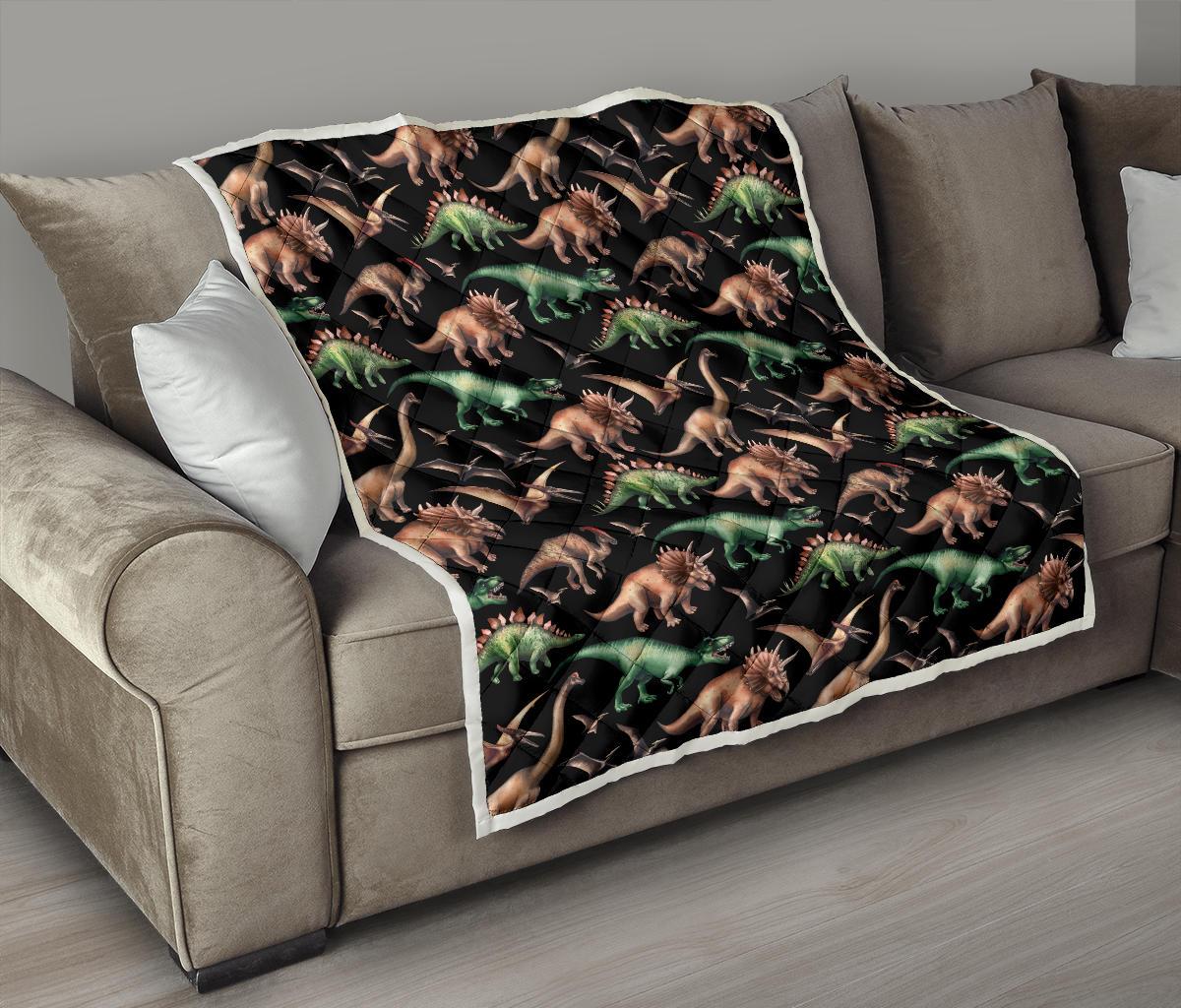Dinosaur Print Pattern Premium Quilt-JTAMIGO.COM