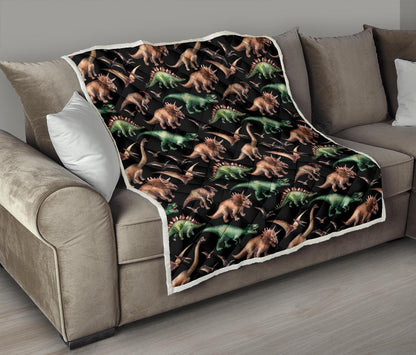 Dinosaur Print Pattern Premium Quilt-JTAMIGO.COM