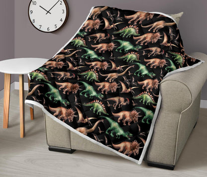 Dinosaur Print Pattern Premium Quilt-JTAMIGO.COM