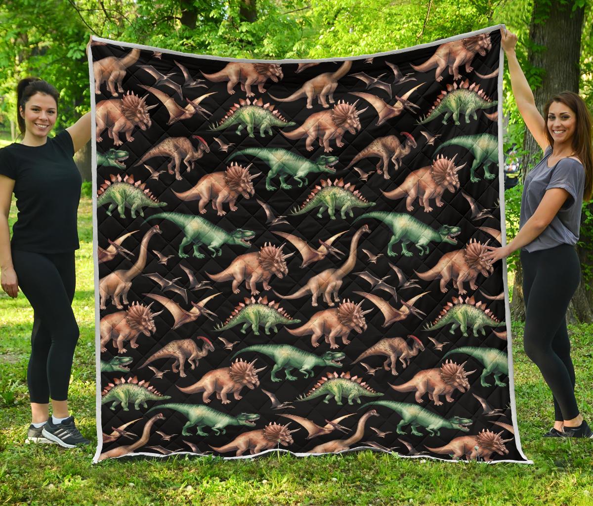 Dinosaur Print Pattern Premium Quilt-JTAMIGO.COM