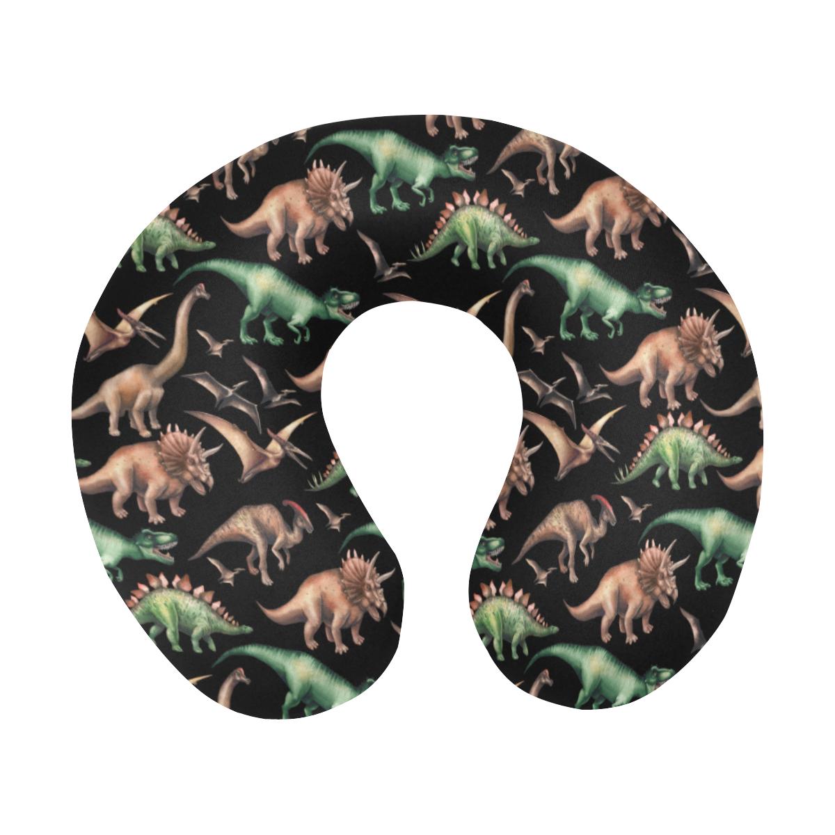 Dinosaur Print Pattern U-Shaped Travel Neck Pillow-JTAMIGO.COM