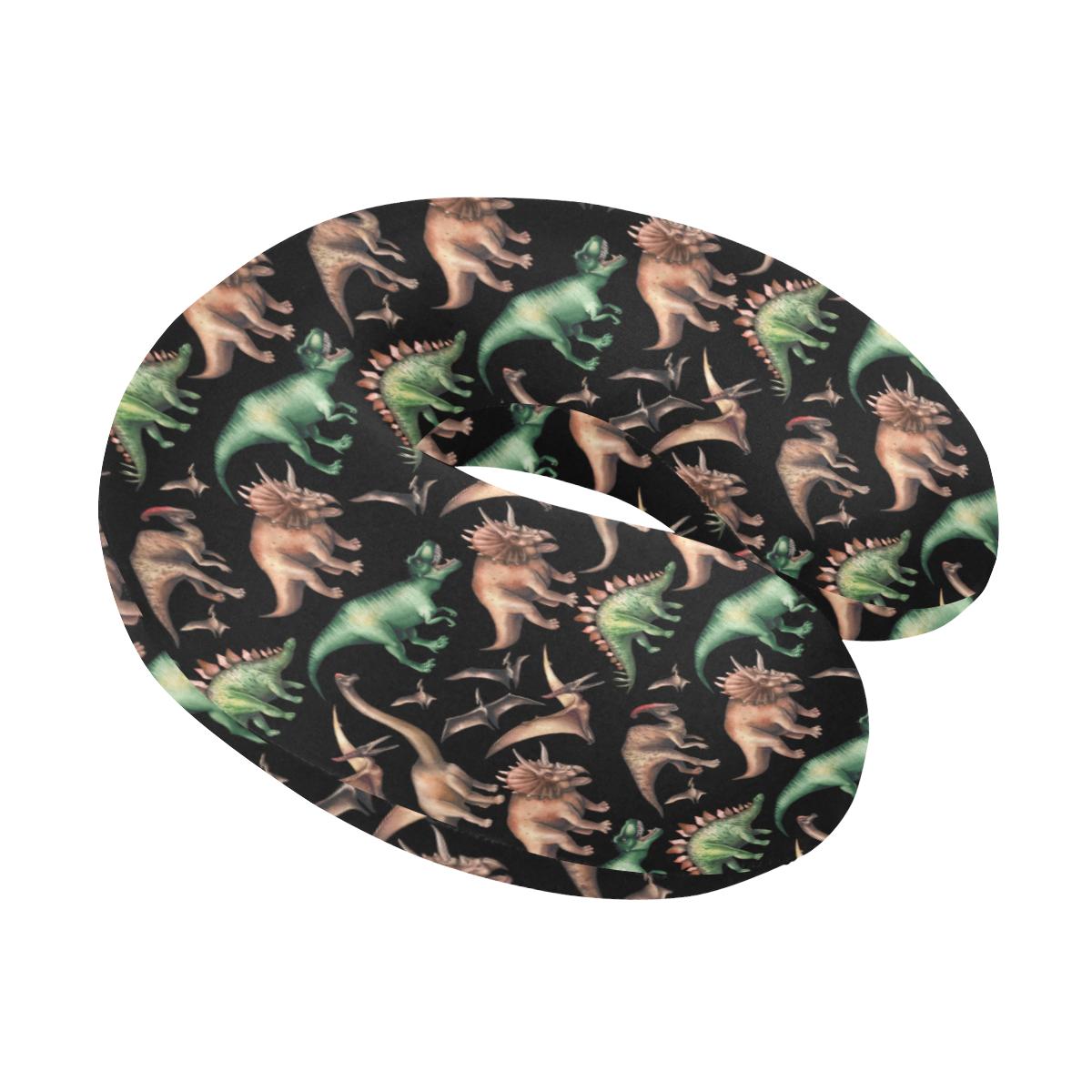 Dinosaur Print Pattern U-Shaped Travel Neck Pillow-JTAMIGO.COM