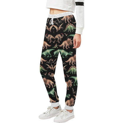 Dinosaur Print Pattern Unisex Casual Sweatpants (Model L11)-JTAMIGO.COM