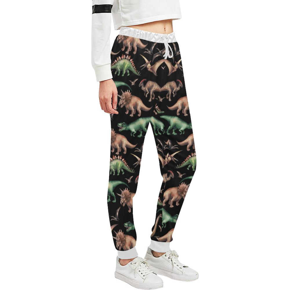 Dinosaur Print Pattern Unisex Casual Sweatpants (Model L11)-JTAMIGO.COM