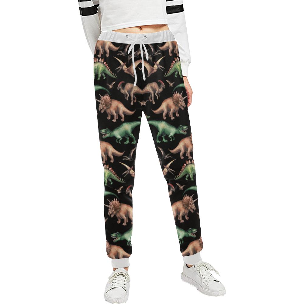 Dinosaur Print Pattern Unisex Casual Sweatpants (Model L11)-JTAMIGO.COM