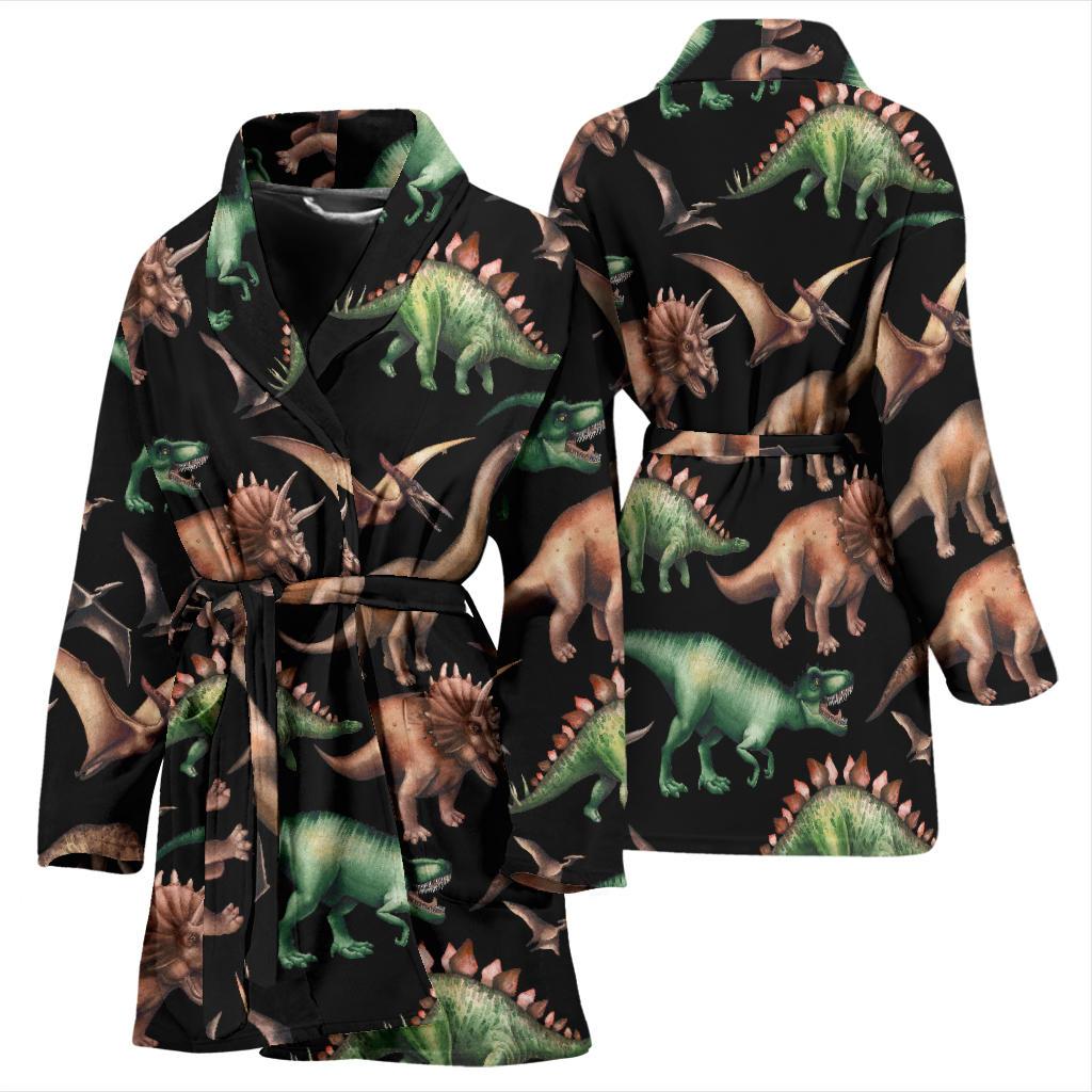 Dinosaur Print Pattern Women Bath Robe-JTAMIGO.COM