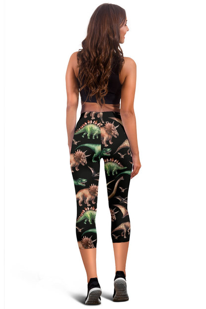 Dinosaur Print Pattern Women Capris