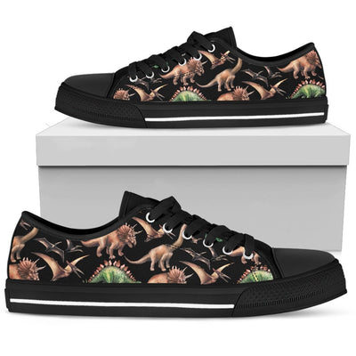 Dinosaur Print Pattern Women Low Top Shoes