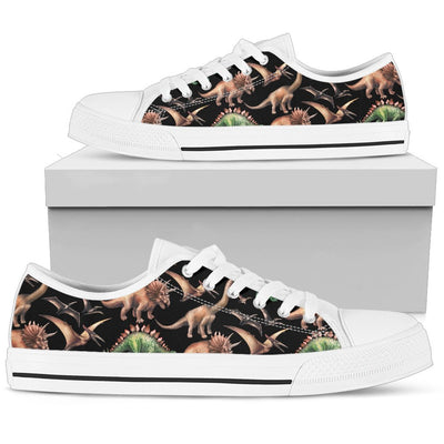 Dinosaur Print Pattern Women Low Top Shoes