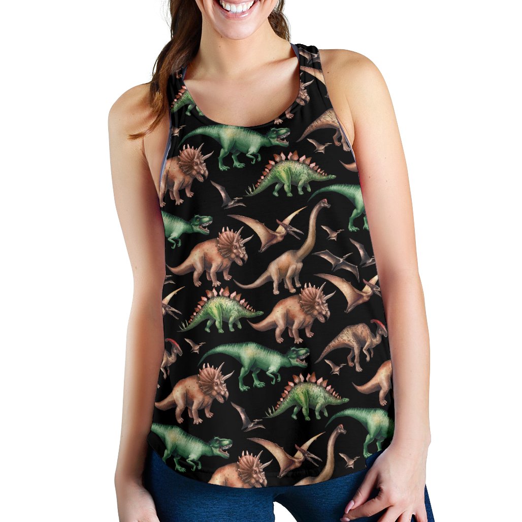 Dinosaur Print Pattern Women Racerback Tank Top
