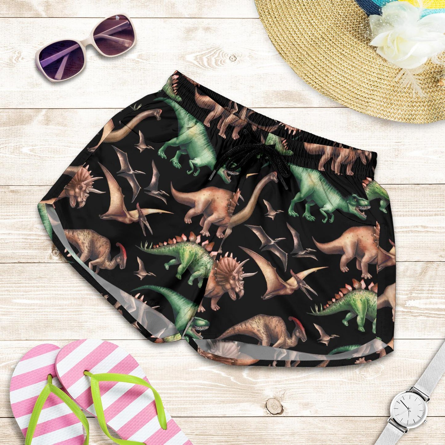 Dinosaur Print Pattern Women Shorts-JTAMIGO.COM
