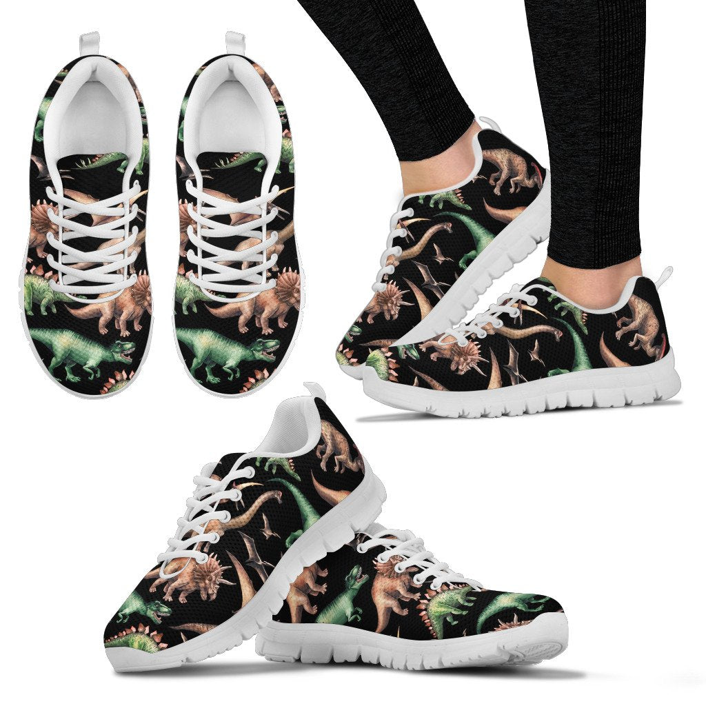 Dinosaur Print Pattern Women Sneakers Shoes