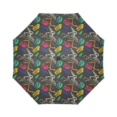 Dinosaur Skull Color Print Pattern Automatic Foldable Umbrella