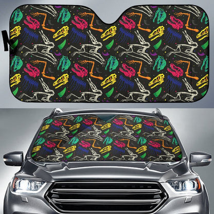 Dinosaur Skull Color Print Pattern Car Sun Shade For Windshield