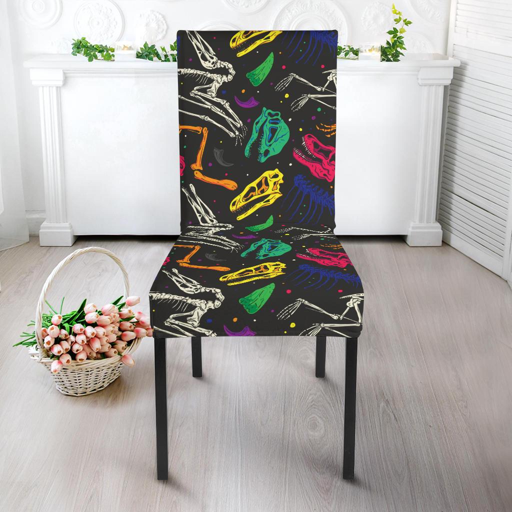 Dinosaur Skull Color Print Pattern Dinning Chair Slipper-JTAMIGO.COM