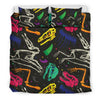 Dinosaur Skull Color Print Pattern Duvet Cover Bedding Set