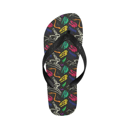 Dinosaur Skull Color Print Pattern Flip Flops-JTAMIGO.COM