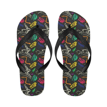 Dinosaur Skull Color Print Pattern Flip Flops-JTAMIGO.COM