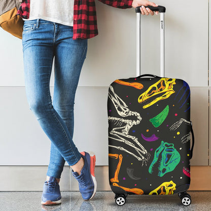 Dinosaur Skull Color Print Pattern Luggage Cover Protector