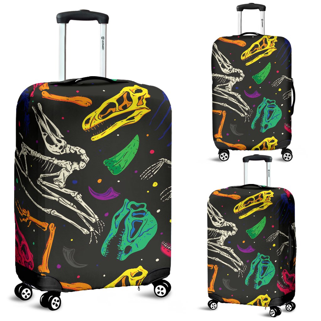 Dinosaur Skull Color Print Pattern Luggage Cover Protector