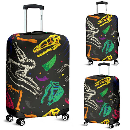 Dinosaur Skull Color Print Pattern Luggage Cover Protector