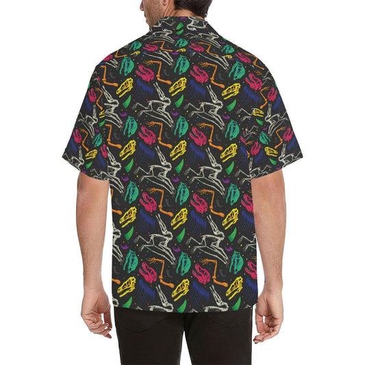 Dinosaur Skull Color Print Pattern Men Aloha Hawaiian Shirt